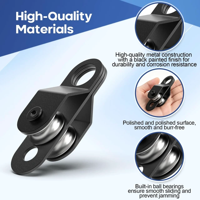 Alt view image 3 of 6 - 10-Pack Black Double Pulley Block with Ball Bearings