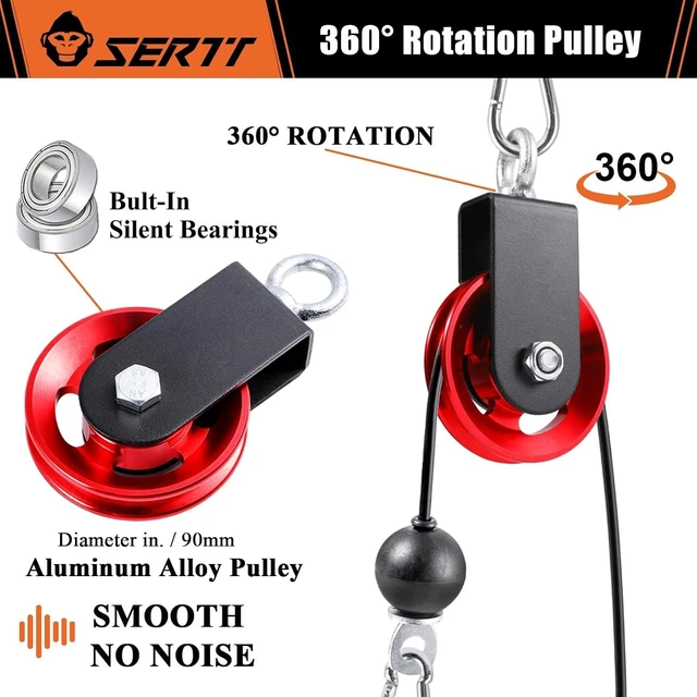 Alt view image 5 of 6 - 90mm Aluminum Alloy Cable Pulley Wheel for Home Gym, 660 lb Load