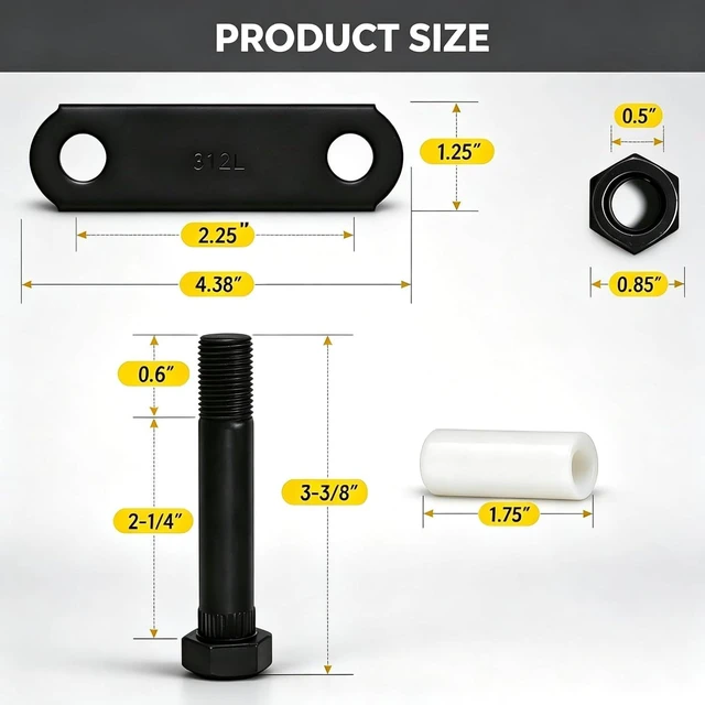 Alt view image 3 of 7 - Tandem Axle Trailer Shackle Kit with Bolts & 2-1/4" Shackle Straps