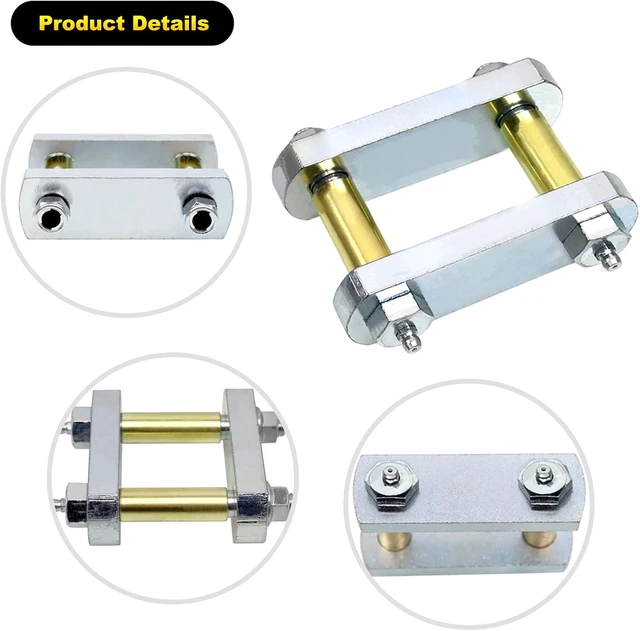 Alt view image 4 of 6 - 3.125" Trailer Shackle Kit with Leaf Spring Equalizers
