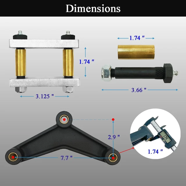 Alt view image 3 of 7 - Heavy Duty Greaseable Tandem Trailer Shackle Kit, 3.125" for Double Eye Springs