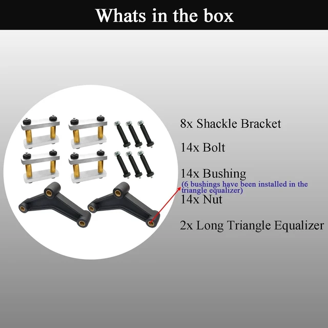 Alt view image 4 of 7 - Heavy Duty Greaseable Tandem Trailer Shackle Kit, 3.125" for Double Eye Springs