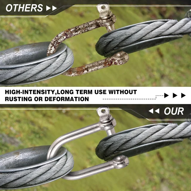 Alt view image 4 of 6 - 6-Pack 1/2" 316 Stainless D-Shackles with Locking Pins, 2200 lb for Lifting, Camping & Marine