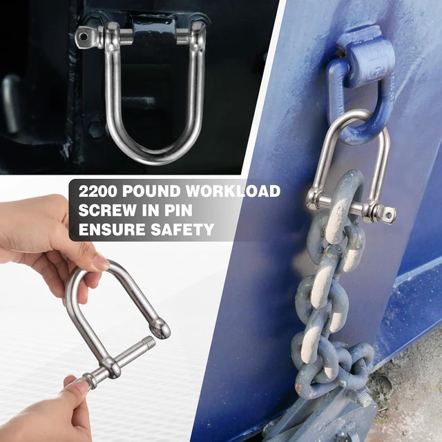 Alt view image 5 of 6 - 6-Pack 1/2" 316 Stainless D-Shackles with Locking Pins, 2200 lb for Lifting, Camping & Marine