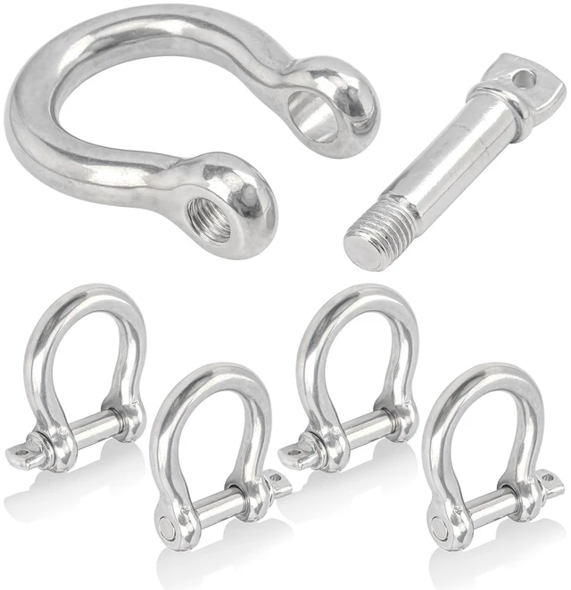 Main image of 5-Pack 5/8" 304 Stainless D-Ring Shackles, 16mm Screw Pin, 41876 lb Break Load