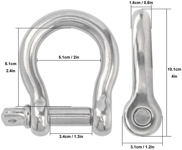 Alt view image 2 of 7 - 5-Pack 5/8" 304 Stainless D-Ring Shackles, 16mm Screw Pin, 41876 lb Break Load