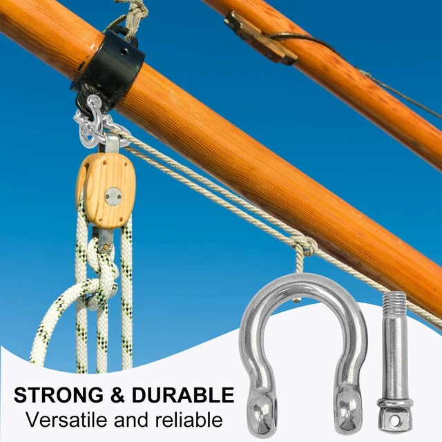 Alt view image 5 of 7 - 5-Pack 5/8" 304 Stainless D-Ring Shackles, 16mm Screw Pin, 41876 lb Break Load