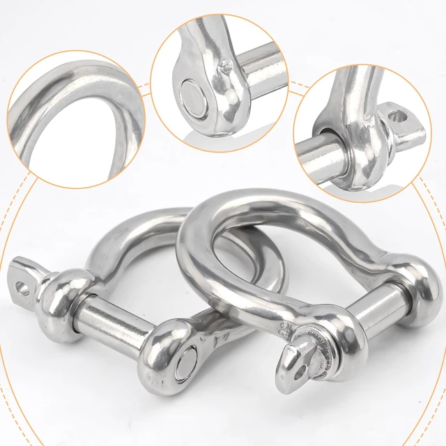 Alt view image 3 of 7 - 5-Pack 5/8" 304 Stainless D-Ring Shackles, 16mm Screw Pin, 41876 lb Break Load
