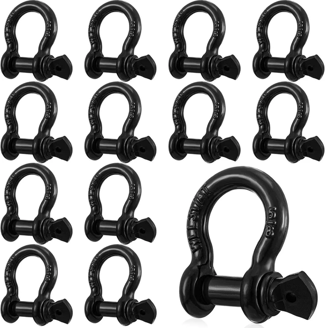 Main image of 12-Pack 5/8" D-Ring Shackles, Heavy Duty Galvanized with Screw Pin for Towing & Recovery