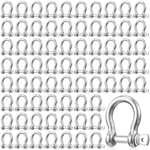 Main image of 100-Pack 1/4" D-Ring Shackles, 3.8 Ton (8377 lb) Break Strength