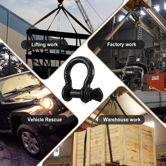 Alt view image 5 of 6 - 12-Pack 5/8" D-Ring Shackles, Heavy Duty Galvanized with Screw Pin for Towing & Recovery
