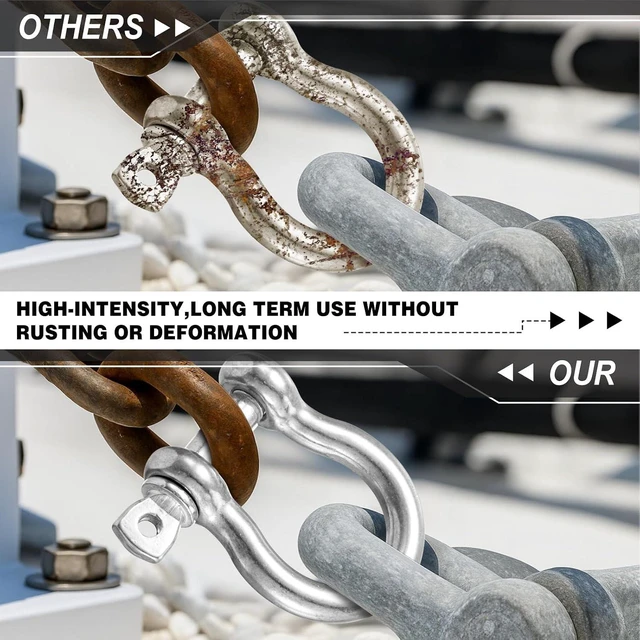 Alt view image 5 of 6 - 100-Pack 1/4" D-Ring Shackles, 3.8 Ton (8377 lb) Break Strength