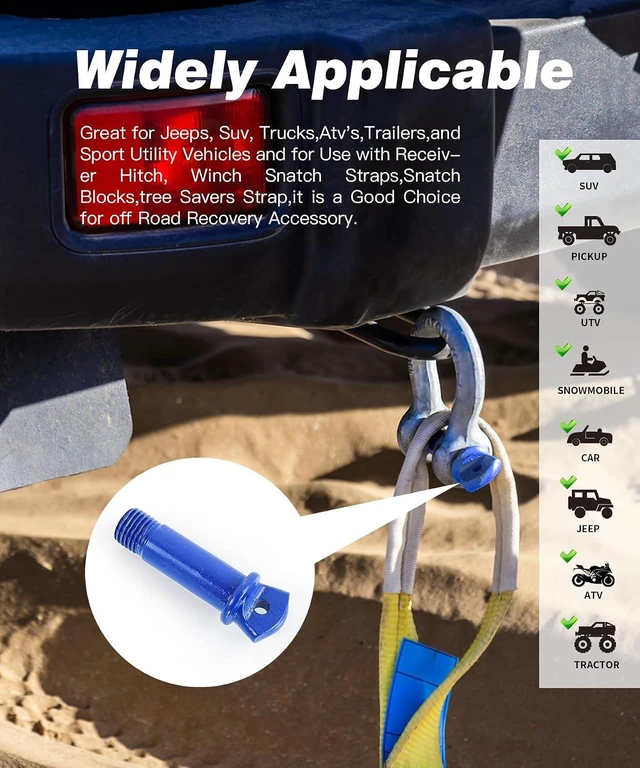 Alt view image 2 of 7 - 4-Pack 3/4" D-Ring Shackles with 7/8" Screw Pin