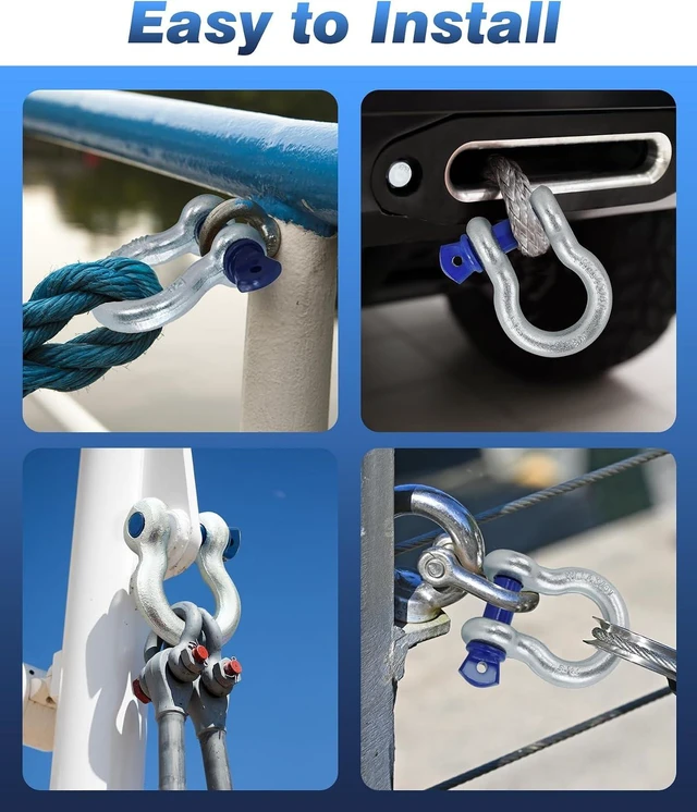 Alt view image 6 of 7 - 4-Pack 3/4" D-Ring Shackles with 7/8" Screw Pin