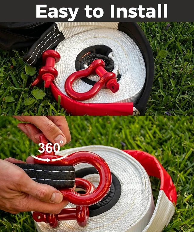 Alt view image 7 of 7 - 4-Pack Red 3/4" D-Ring Recovery Shackles with 7/8" Screw Pin