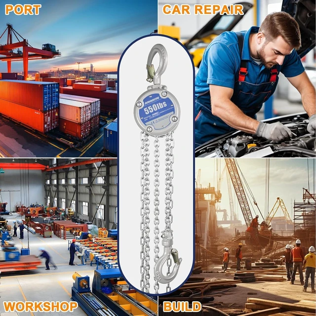 Alt view image 6 of 7 - Mini 1/4 Ton Chain Hoist, 550 lb, 10ft Lift, 8.9" Headroom