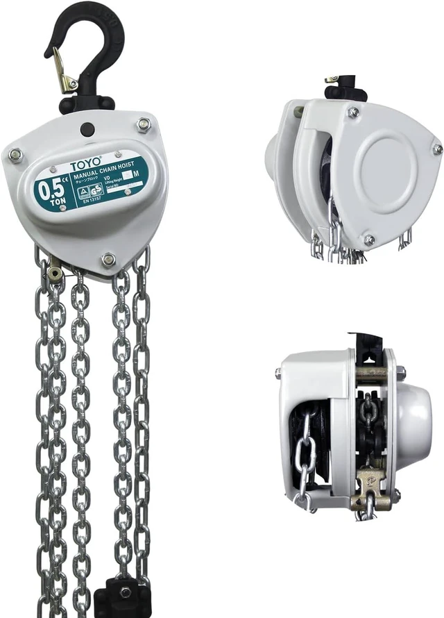 Main image of 1100lb 0.5 Ton Manual Chain Block Hoist, 10ft Lift with 2 Heavy Duty Hooks