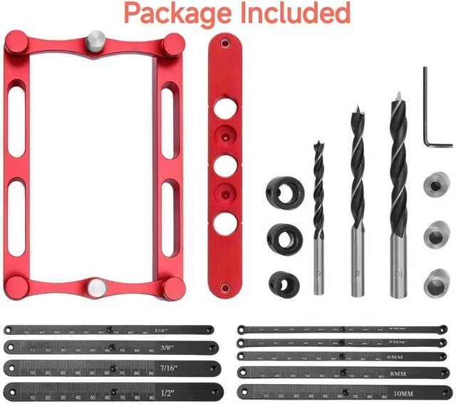 Alt view image 2 of 7 - Self-Centering Doweling Jig with Interchangeable Rods, Woodworking Hole Drill Guide
