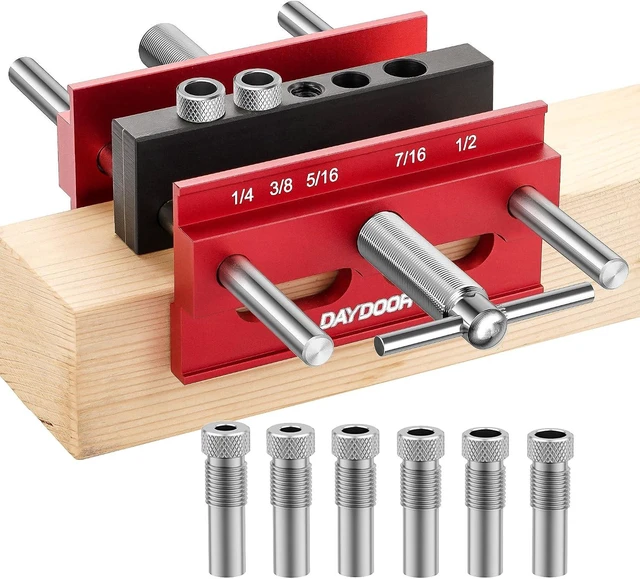 Main image of 6.7" Self-Centering Doweling Jig for Straight Holes, Red