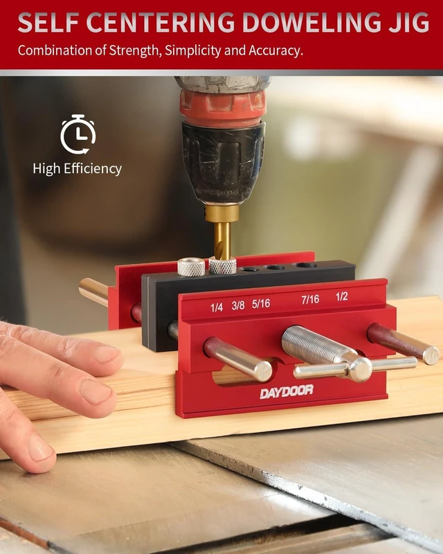 Alt view image 2 of 7 - 6.7" Self-Centering Doweling Jig for Straight Holes, Red