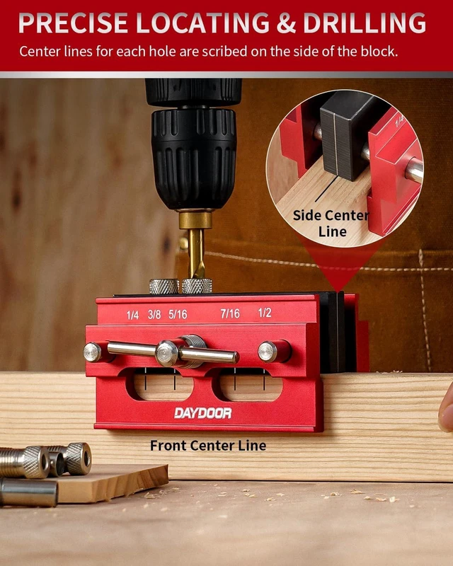 Alt view image 5 of 7 - 6.7" Self-Centering Doweling Jig for Straight Holes, Red