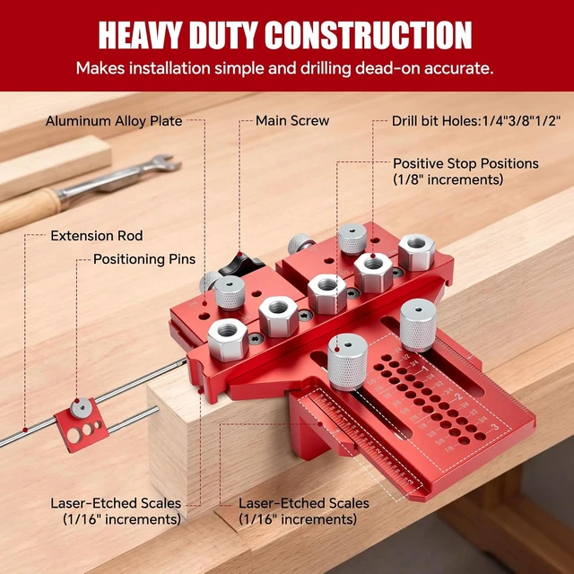 Alt view image 3 of 7 - Dowel Jig Kit with Position Stop & Clamp