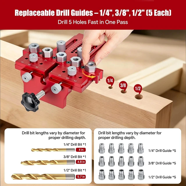 Alt view image 2 of 7 - Dowel Jig Kit with Position Stop & Clamp
