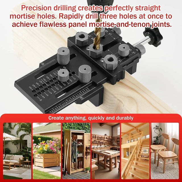 Alt view image 4 of 7 - Woodworking Dowel Jig Kit with 1/4/3/8/1/2" Bushings & Bits, Quick Clamp for Cabinet & Furniture