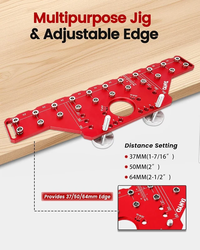 Alt view image 3 of 7 - 2-in-1 Shelf Pin & Hinge Jig with 35mm Drill Bits for Cabinet Hardware