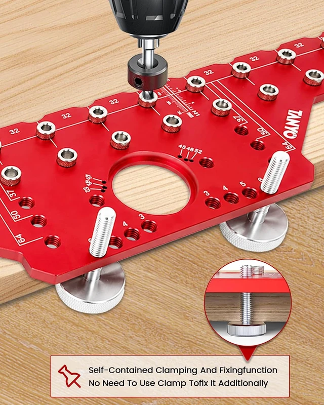 Alt view image 5 of 7 - 2-in-1 Shelf Pin & Hinge Jig with 35mm Drill Bits for Cabinet Hardware