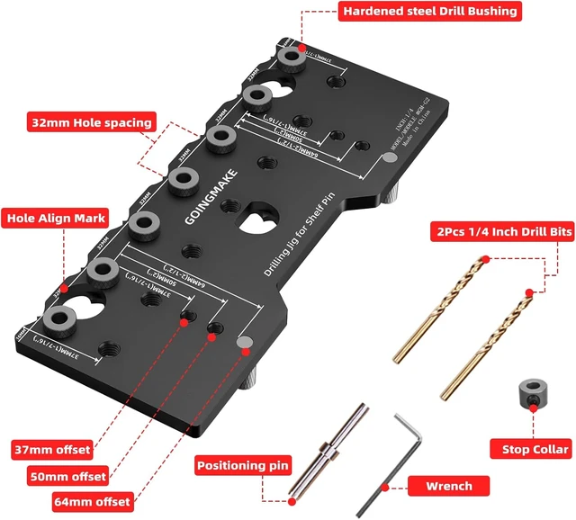 Alt view image 2 of 7 - 1/4" Aluminum Alloy Shelf Pin Drilling Jig