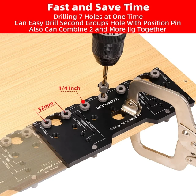 Alt view image 3 of 7 - 1/4" Aluminum Alloy Shelf Pin Drilling Jig