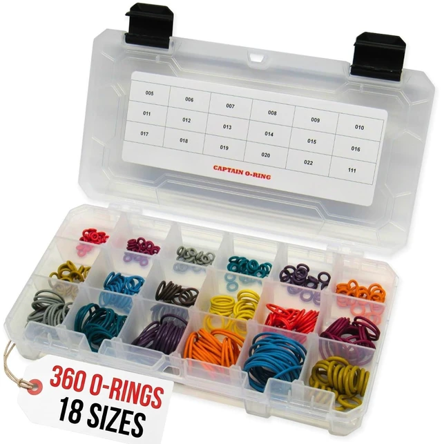Main image of 360-Piece Paintball O-Ring Kit, 18 Sizes Color-Coded for Markers & Equipment