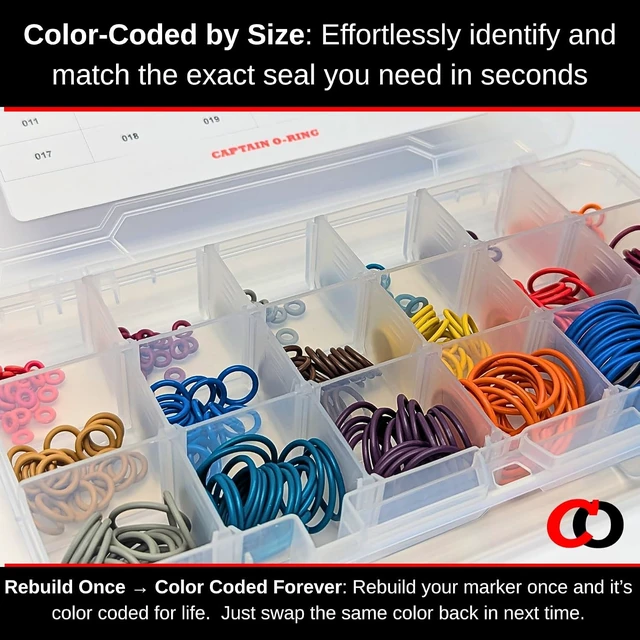 Alt view image 4 of 7 - 360-Piece Paintball O-Ring Kit, 18 Sizes Color-Coded for Markers & Equipment
