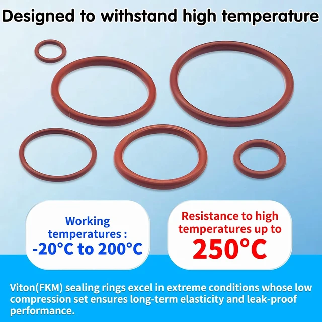 Alt view image 3 of 7 - 300-Piece FKM Viton O-Ring Kit, 22 Sizes SAE for Auto Fluid Systems, Oil Resistant