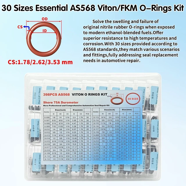 Alt view image 5 of 7 - 398-Piece Viton O-Ring Kit, 30 Sizes SAE AS568
