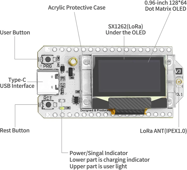Alt view image 3 of 7 - 2-Pack ESP32 LoRa V3 Board with 915MHz Antenna, SX1262