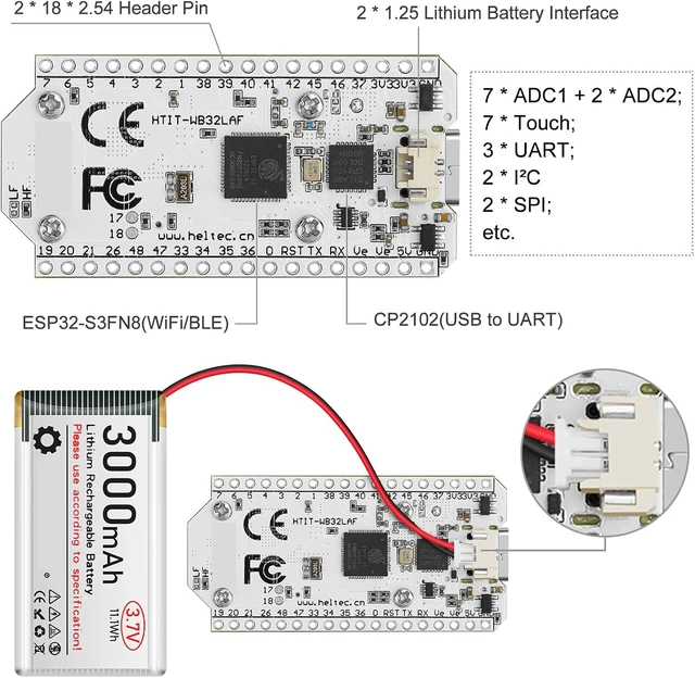 Alt view image 4 of 7 - 2-Pack ESP32 LoRa V3 Board with 915MHz Antenna, SX1262