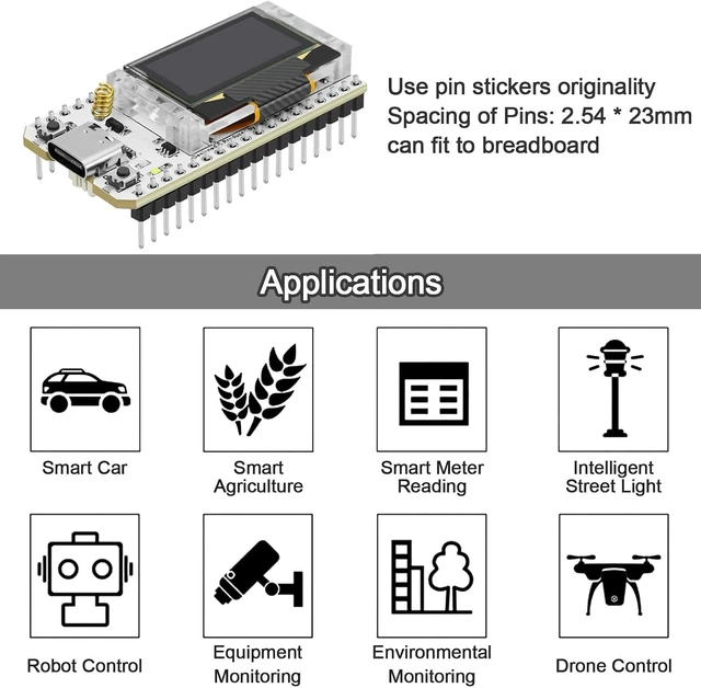 Alt view image 5 of 7 - 2-Pack ESP32 LoRa V3 Board with 915MHz Antenna, SX1262