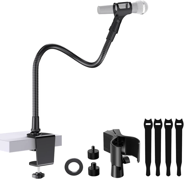 Main image of 19" Flexible Gooseneck Mic Stand with Desk Clamp
