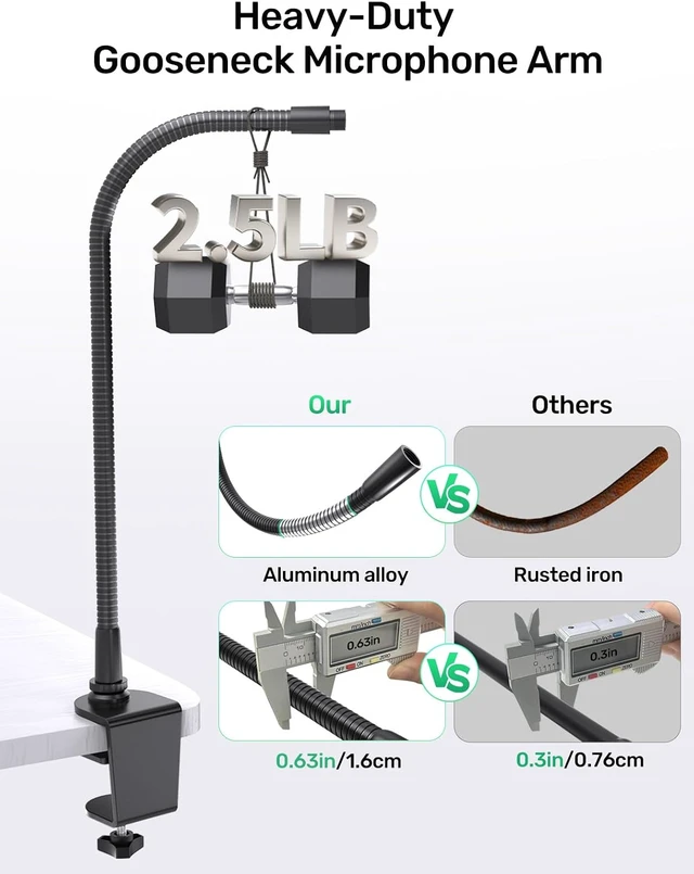 Alt view image 2 of 7 - 19" Flexible Gooseneck Mic Stand with Desk Clamp