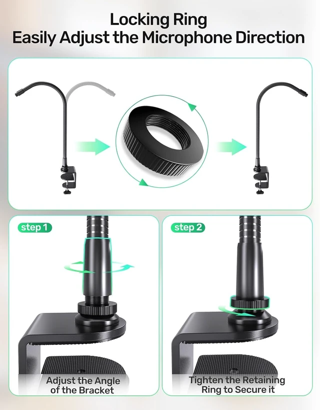Alt view image 6 of 7 - 19" Flexible Gooseneck Mic Stand with Desk Clamp