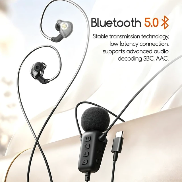 Alt view image 4 of 7 - H9 Karaoke Sound Card Headset with Noise-Cancelling Mic, 6 Voice Effects for Streaming & Gaming, White