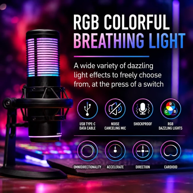 Alt view image 3 of 6 - Deluxe Live Streaming Kit with 2K 60fps Webcam, Cardioid Mic & LED Light for YouTube & Podcast