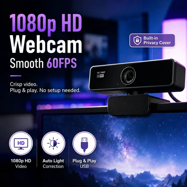 Alt view image 4 of 6 - Deluxe Live Streaming Kit with 2K 60fps Webcam, Cardioid Mic & LED Light for YouTube & Podcast