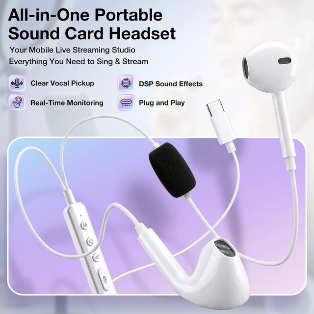 Alt view image 2 of 7 - KM08 Live Streaming & Karaoke Headset with Mic, Voice Changer & Sound Effects