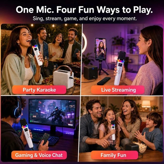 Alt view image 4 of 6 - Online Karaoke Microphone with Voice Changer & Sound Effects for TikTok Live