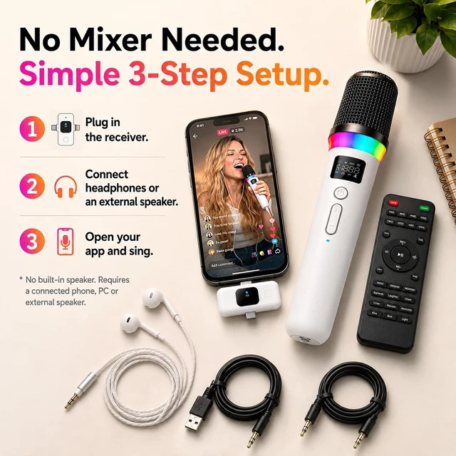 Alt view image 6 of 6 - Online Karaoke Microphone with Voice Changer & Sound Effects for TikTok Live