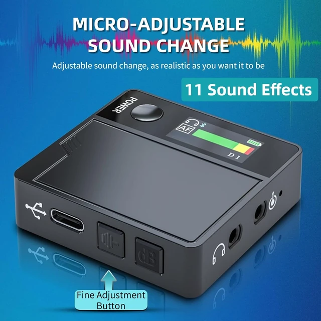 Alt view image 3 of 7 - Voice Changer Sound Card, 11 Sound Effects, Color Display, Adjustable Voice Modulator for Streaming