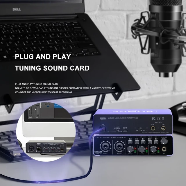 Alt view image 2 of 7 - USB Audio Interface with XLR/48V Phantom Power, 32-Bit/192kHz for Guitar, Vocal & Podcast (U202P)